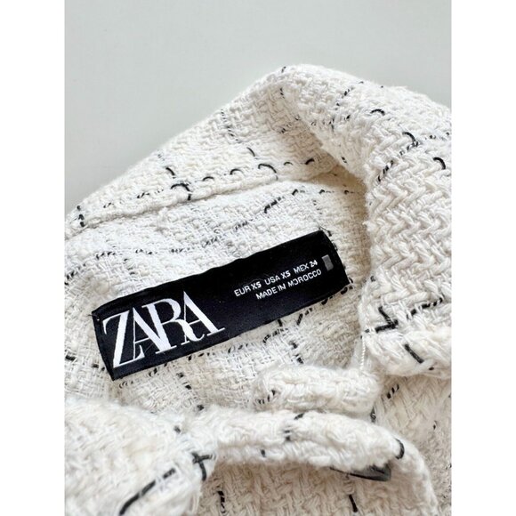 NWOT ZARA White Check Plaid Boucle Tweed Oversized Shirt Jacket Shacket, Size XS - Picture 9 of 16